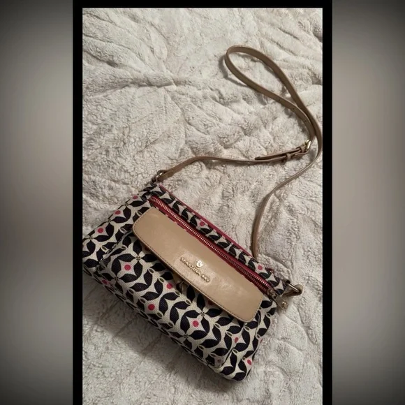 Spartina 449 Patterned Crossbody Bag - Cream and Pink - Picture 1 of 7